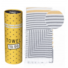 towel to go 時尚輕薄浴巾(灰橘黃條紋)