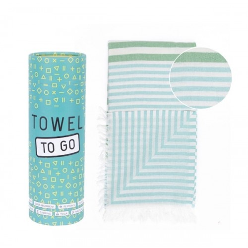 towel to go 時尚輕薄浴巾(綠色條紋)