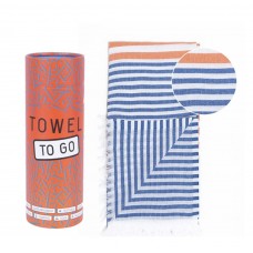 towel to go 時尚輕薄浴巾(橘藍條紋)